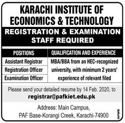 Karachi Institute of Economics & Technology, latest Jobs in Karachi Pakistan