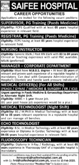 Multiples Position-Saifee Hospital-Latest Jobs in Pakistan