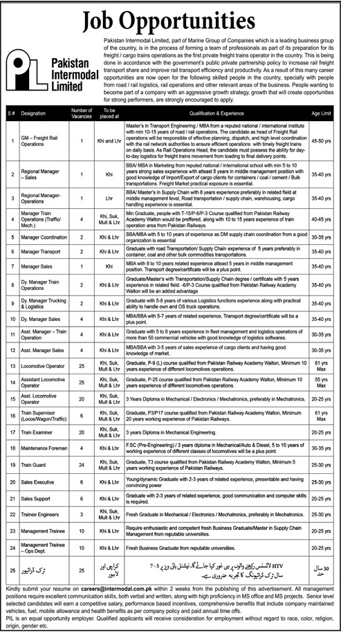 Pakistan Intermodal Limited | Jobs in Pakistan 2020