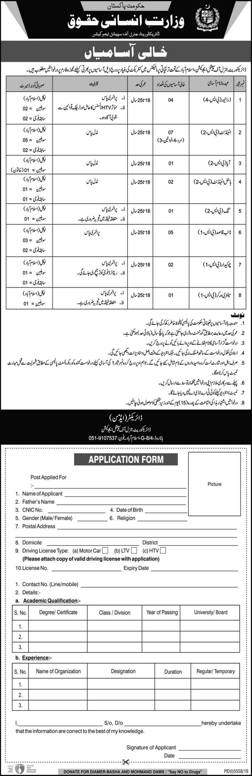 Ministry Of Human Rights | Jobs in Pakistan 2020
